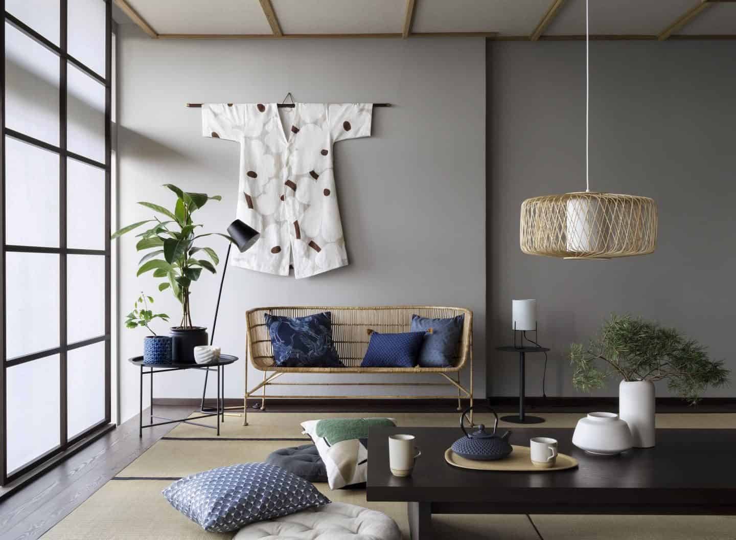 Japanese Style at Home Book Review - A kimono hung on the wall makes for an unusual and unique piece of artwork