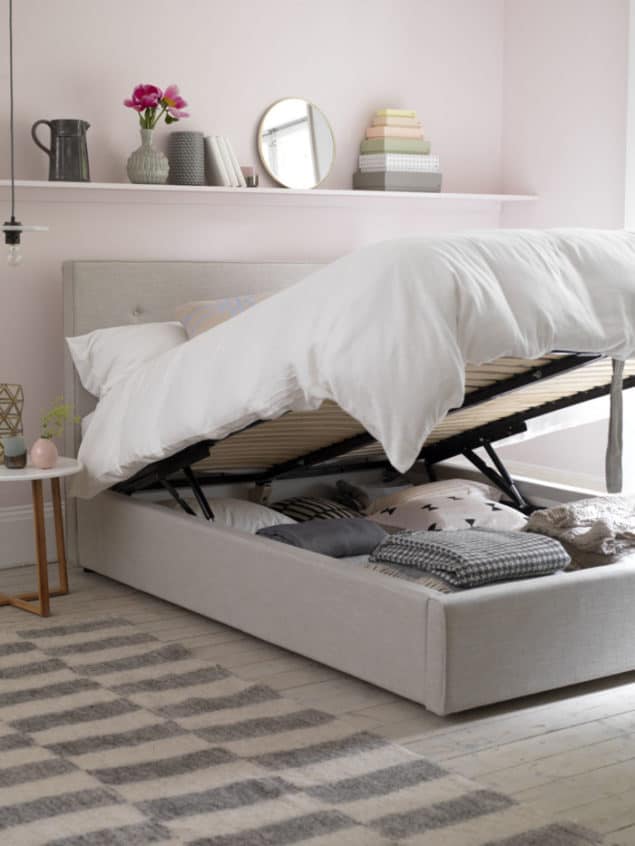 Button & Sprung Poppy king size ottoman bed in Linen £1325