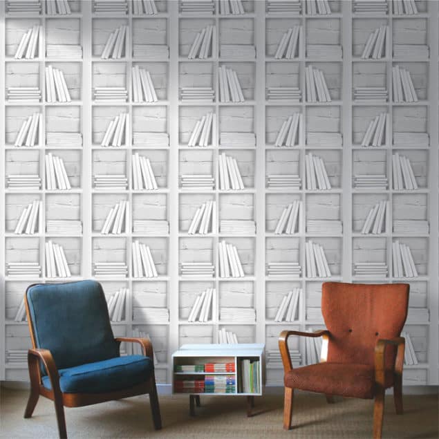 Chalk Decor Loft Bookcase Wallpaper Chalk Decor Loft Bookcase Wallpaper