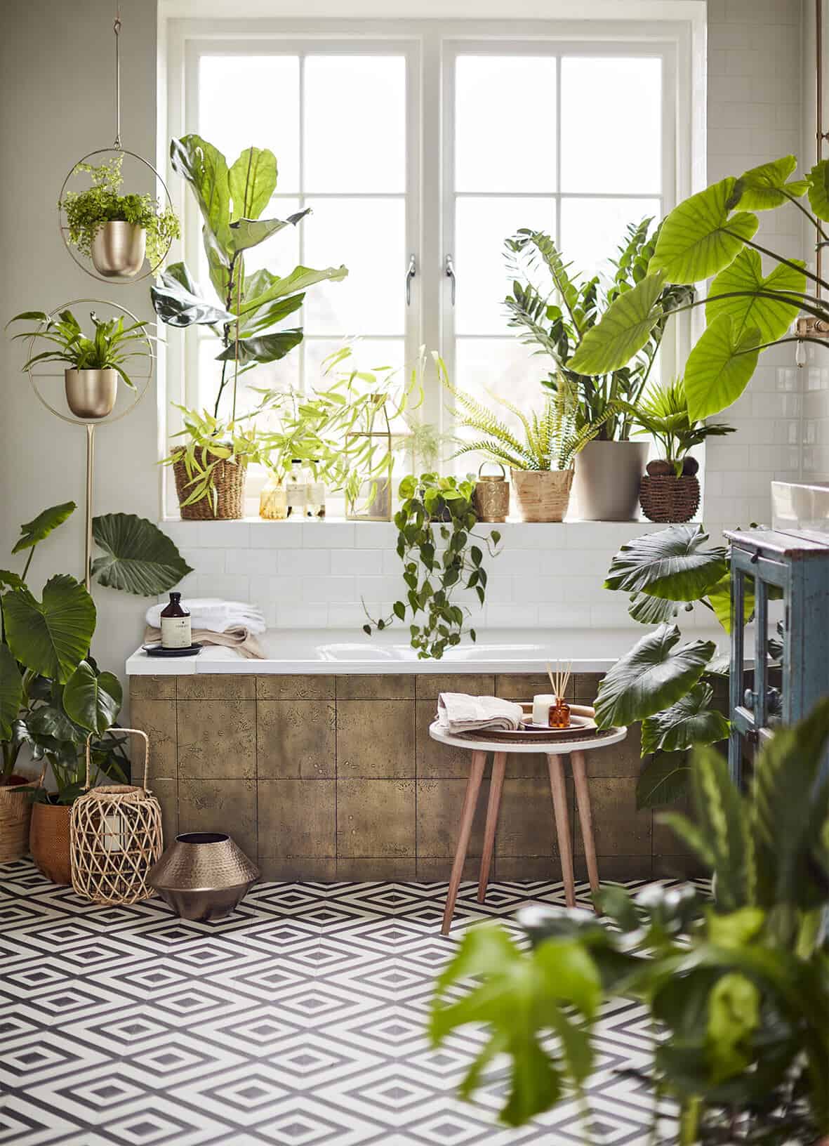 Biophilia in design. A bathroom packed full of plants