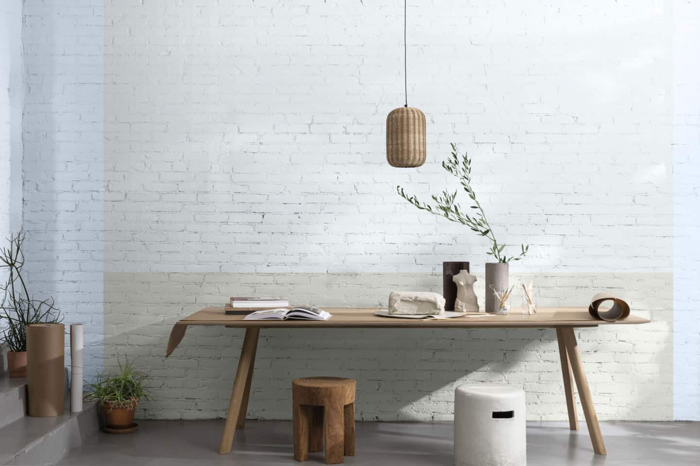 A workspace painted in Dulux Colour of the Year 2022 Bright Skies