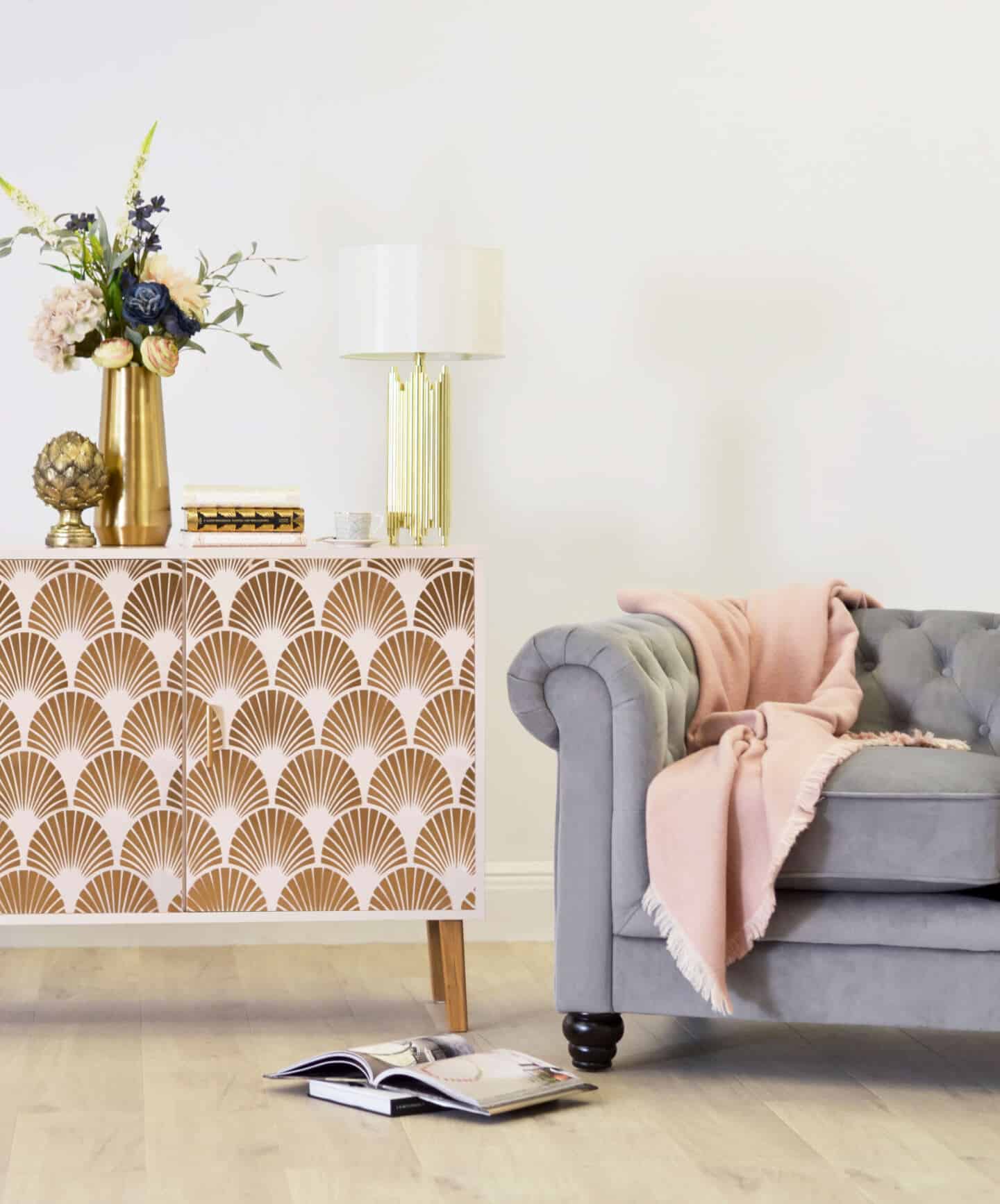 Upcycling an art deco style sideboard using gold spray paint
