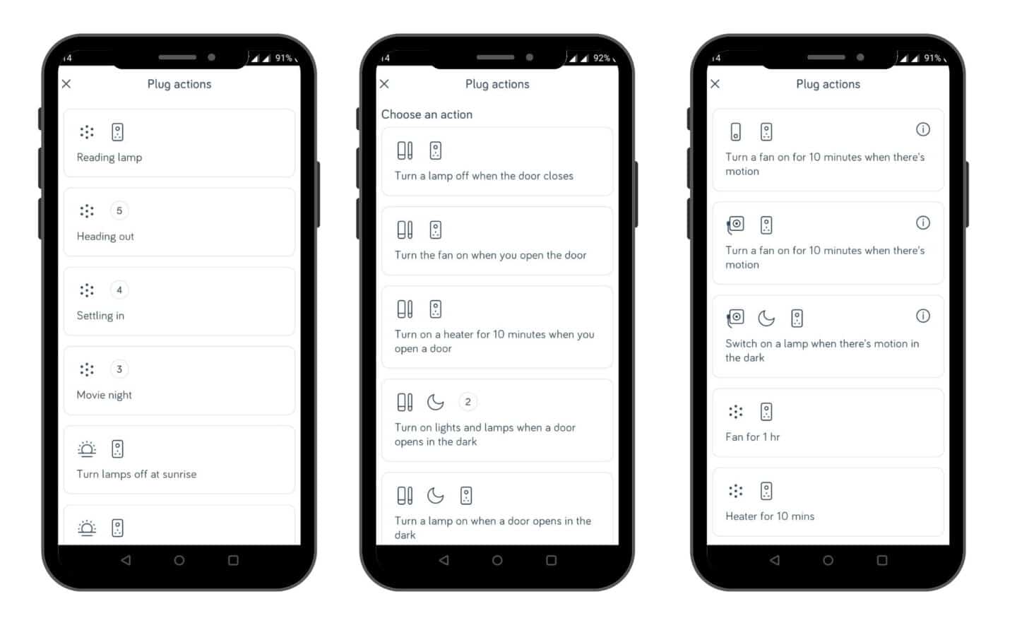 Screenshots of creating actions when using Hive smart devices