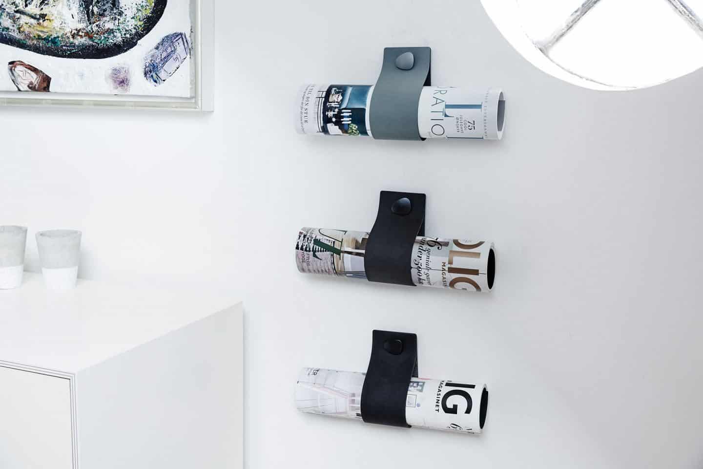 Recycled Leather strap magazine holders from LIND DNA
