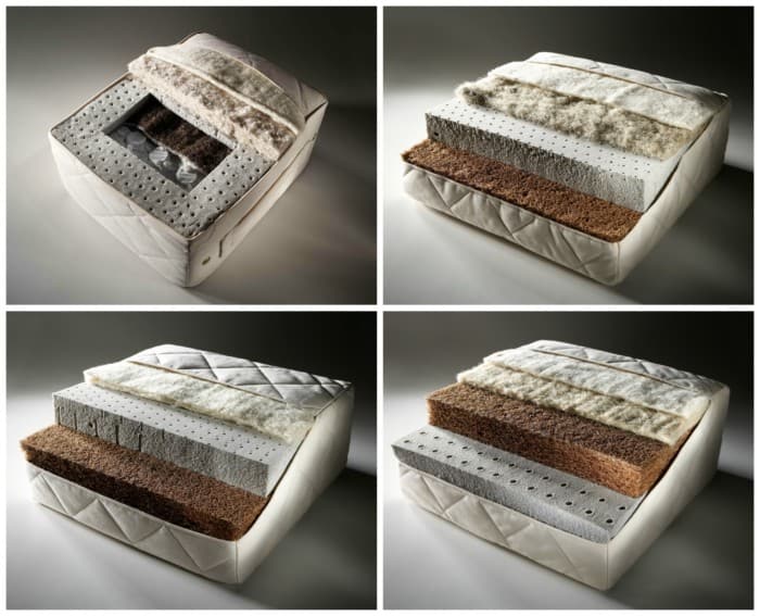 A cross section of an organic Naturalmat Sprung Mattress