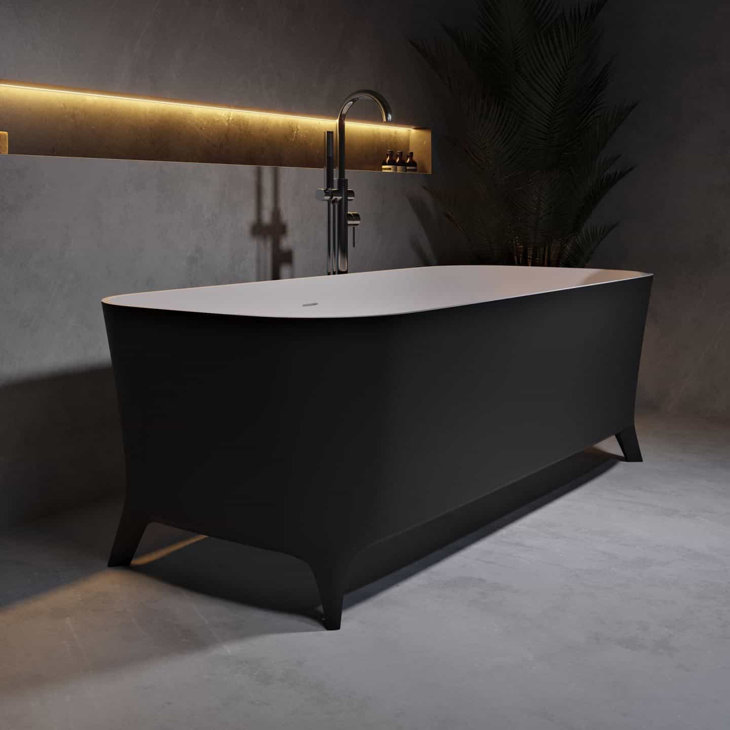 Lofty Black - Freestanding Solid Surface Bathtub from Riluxa