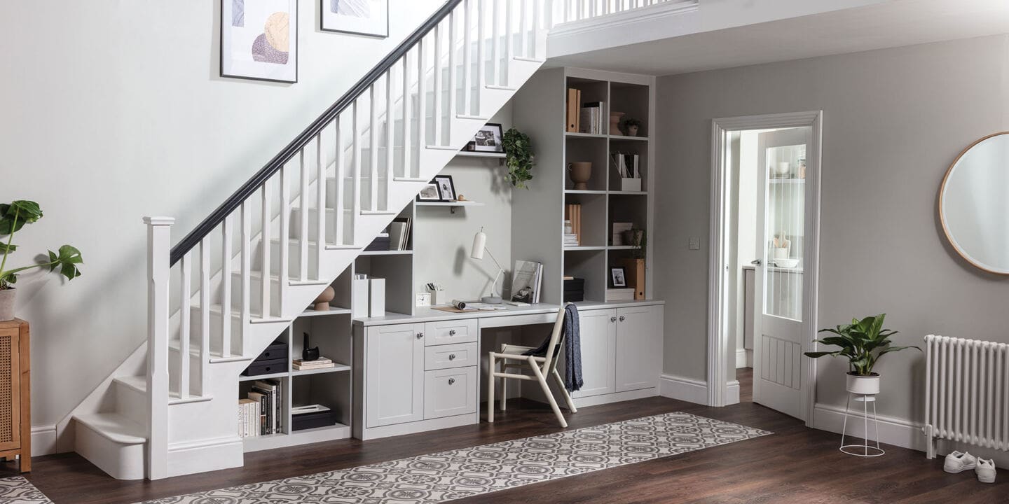 Built-in home office under the stairs