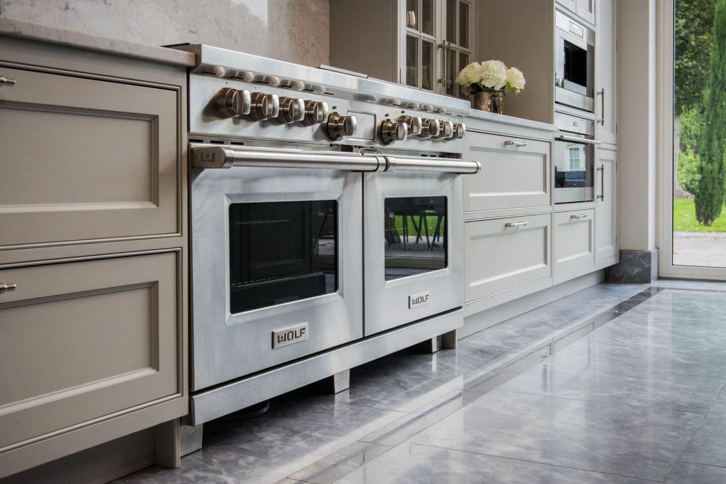 A large double oven by Wolf in a classic kitchen